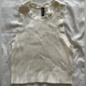 Ribbed H&M Crop Top (Cream)